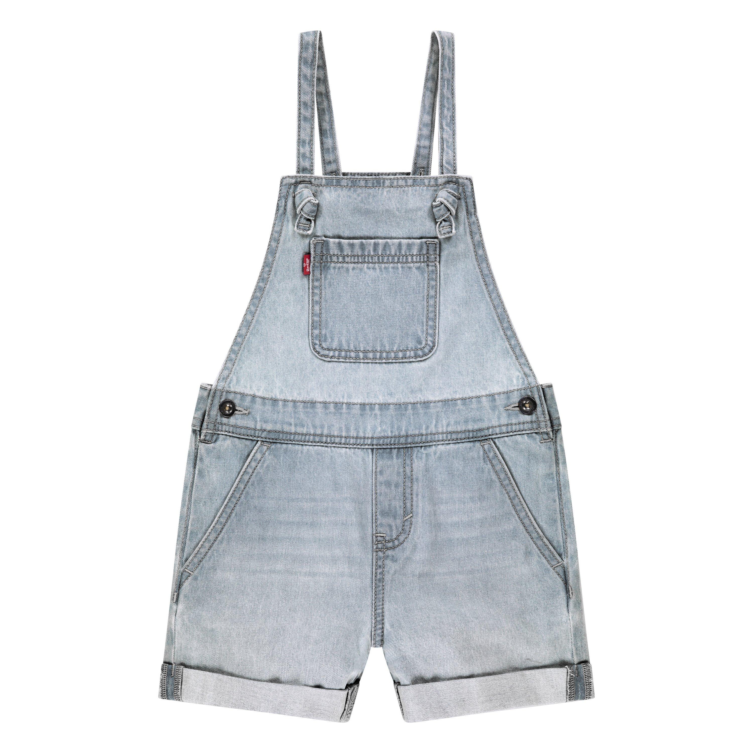 Levi's Little Girls' Knot Strap Light Blue Wash Denim Shortalls - LIGHT BLUE